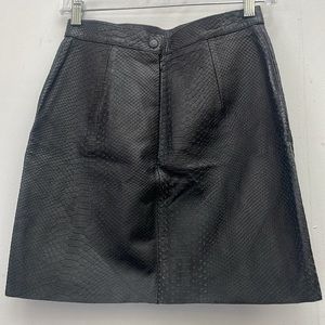 Black Snakeskin Leather Mini Skirt